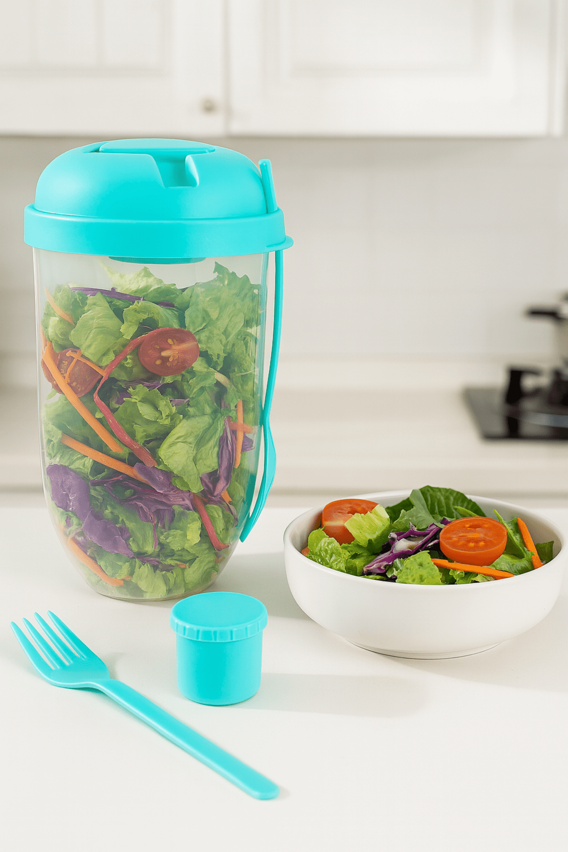 Taza para ensaladas 1 L con compartimentos y tapa hermética – SaraSion - 1