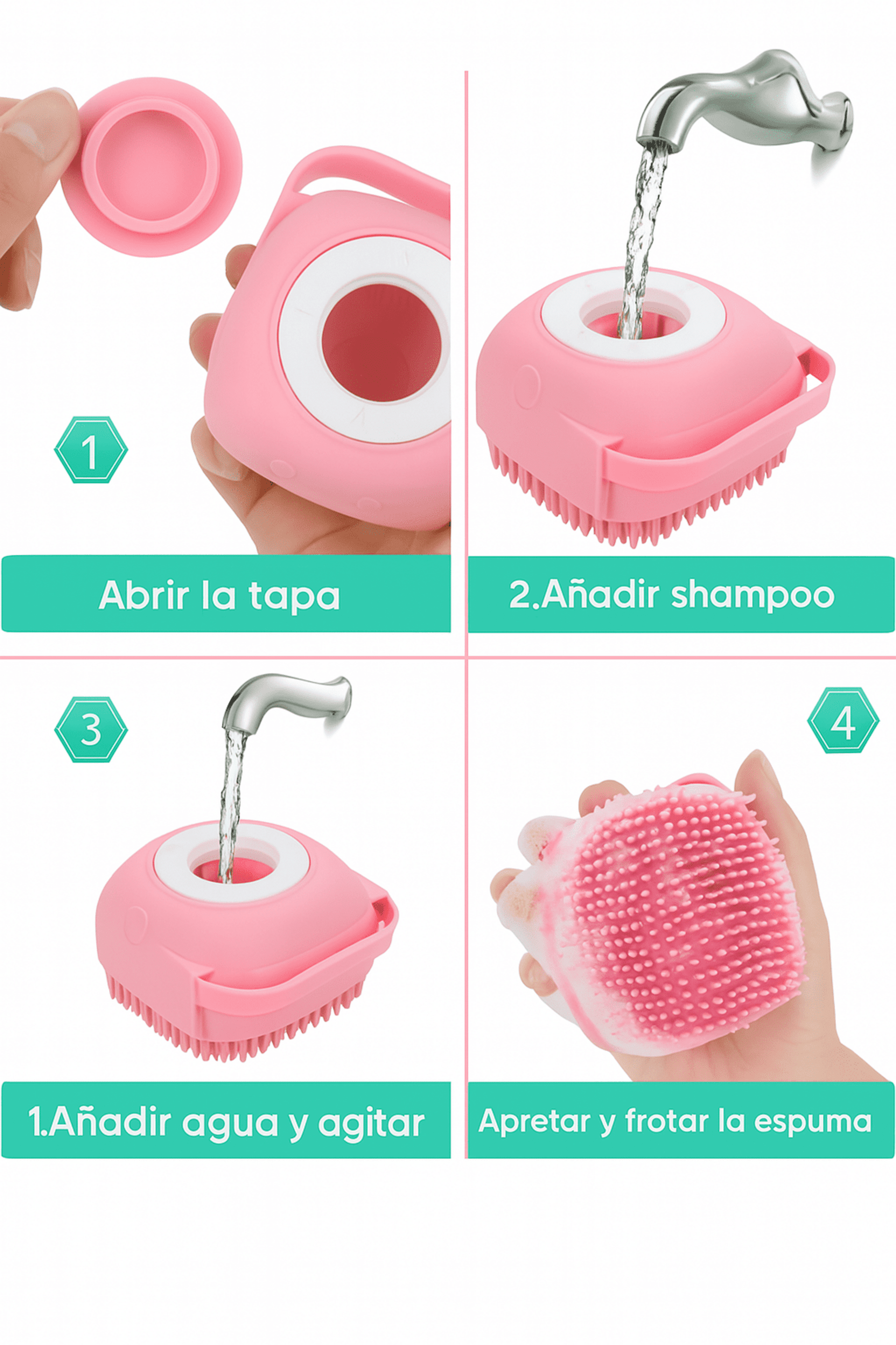 Cepillo dispensador de champú para mascotas - Silicona suave - 5
