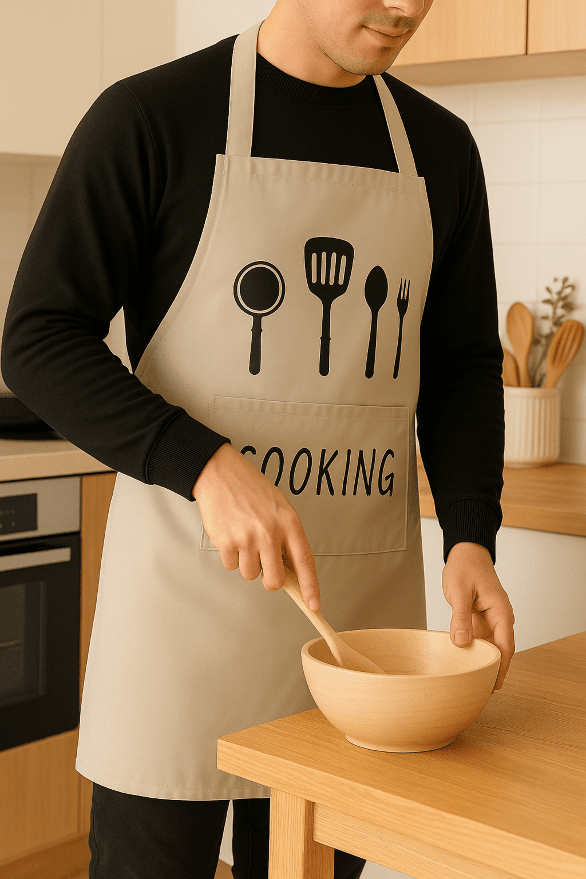 Delantal impermeable con bolsillo frontal –  Resistente al aceite y lavable - 4