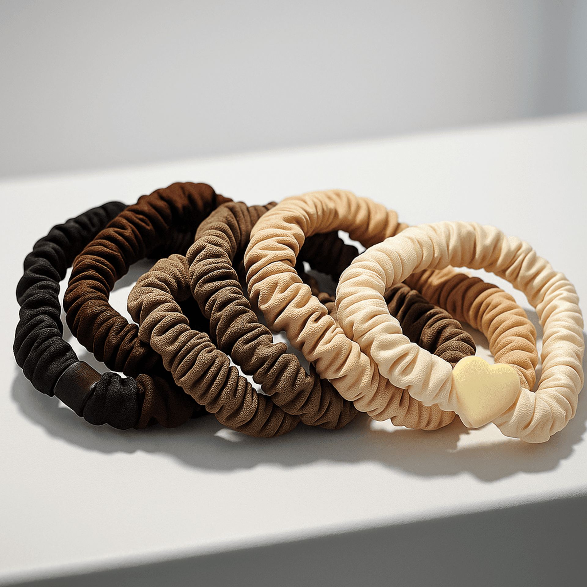Coletas Elásticas con Corazón Marrón – Pack de 10 Unidades - 4