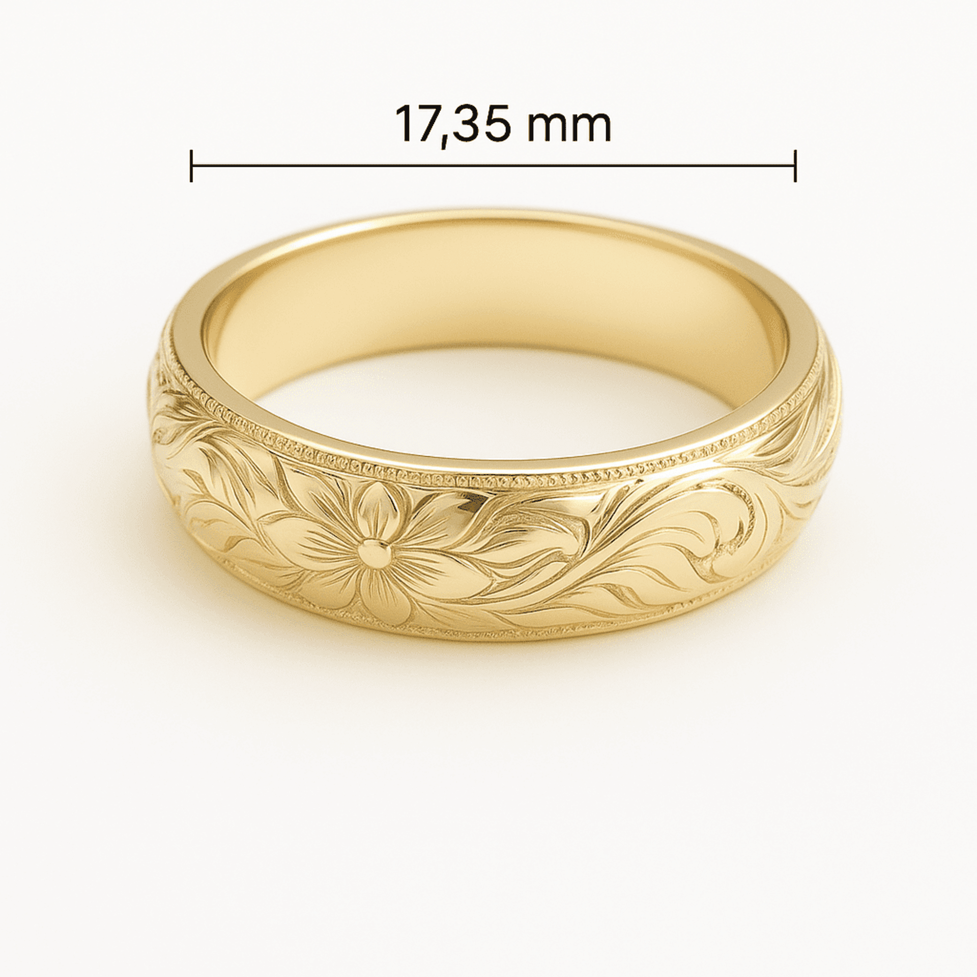 Anillo chapado en oro 14K con grabado floral - 3