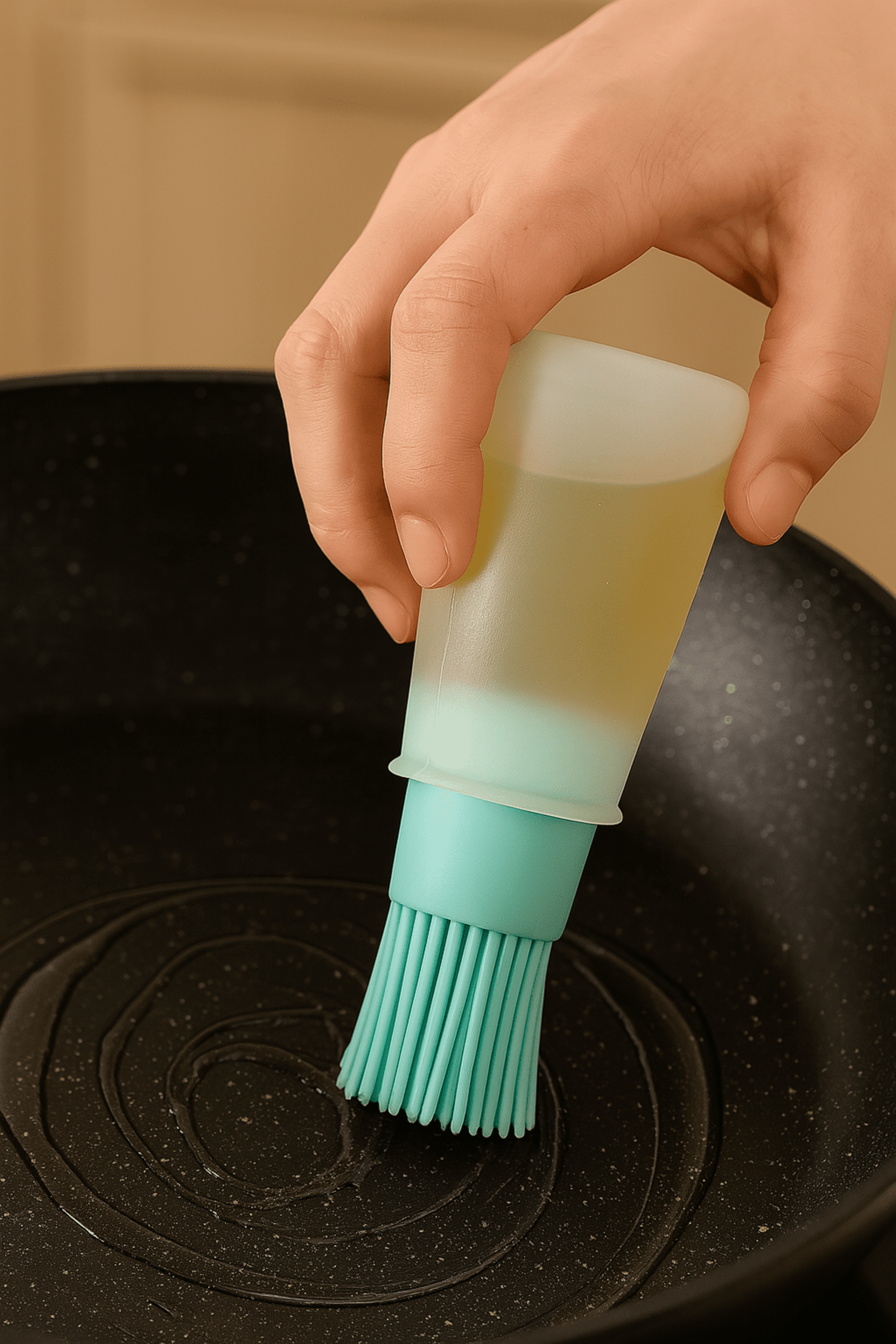 Botella de aceite con cepillo de silicona 2 en 1 – Resistente al calor - 3