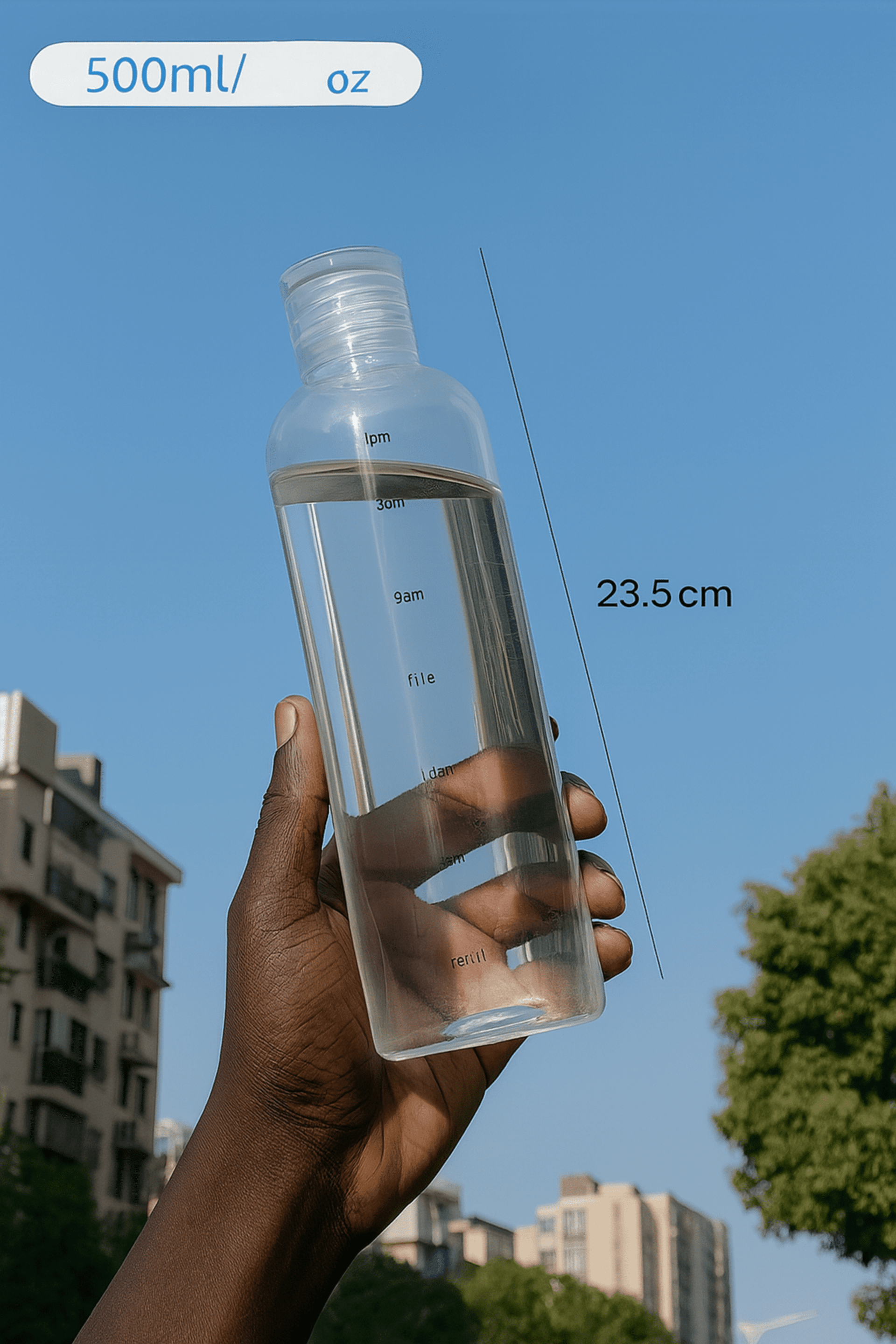 Pack 2 botellas de agua 500 ml – libre de BPA con marcador horario - 2