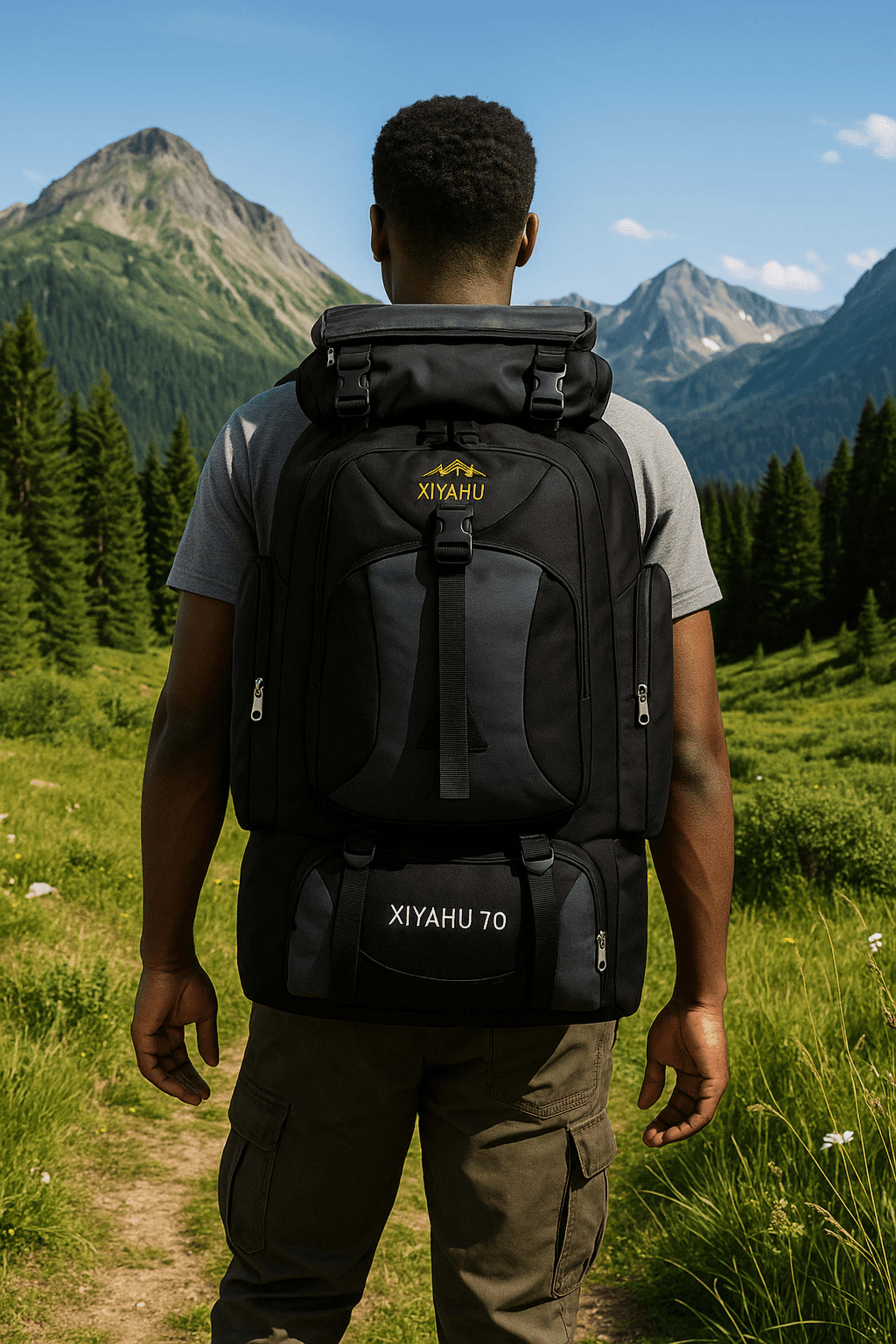 Mochila Negra de Alta Capacidad 70 L – Senderismo, Camping y Excursiones - 3