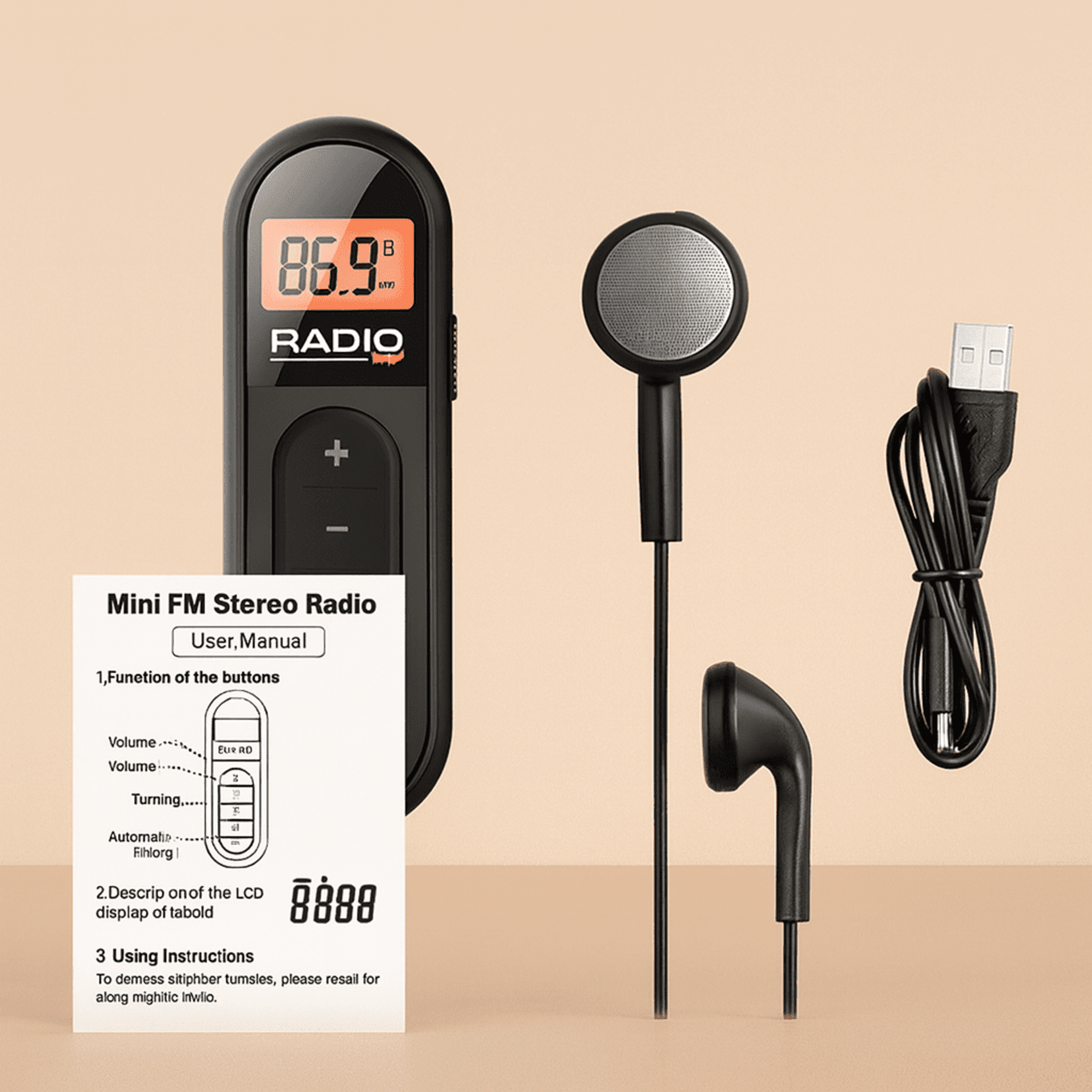Mini Radio FM Portátil Recargable con Clip y Auriculares - 4