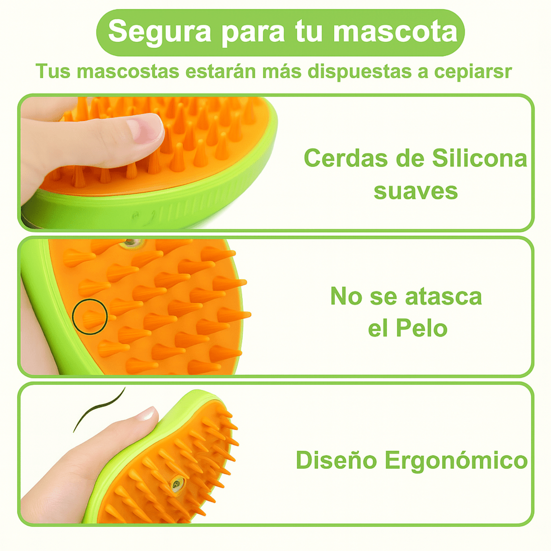 Cepillo de Vapor Recargable – 3‑en‑1 Limpieza, Masaje y Autolimpieza - 6