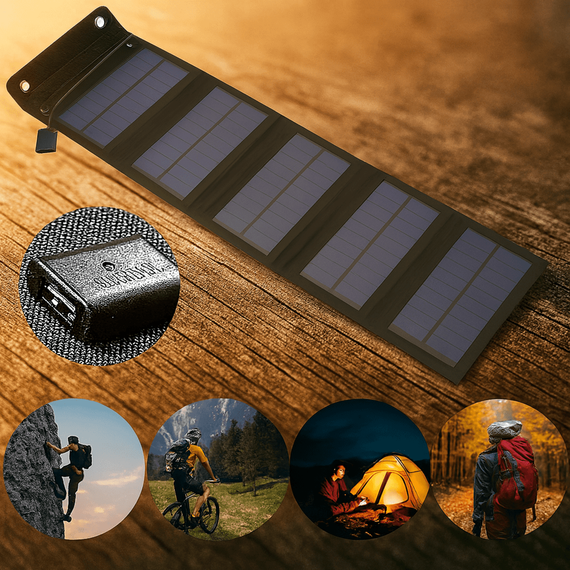 Panel Solar Plegable 60W con Puerto USB – Carga Portátil para Camping y Viajes - 4