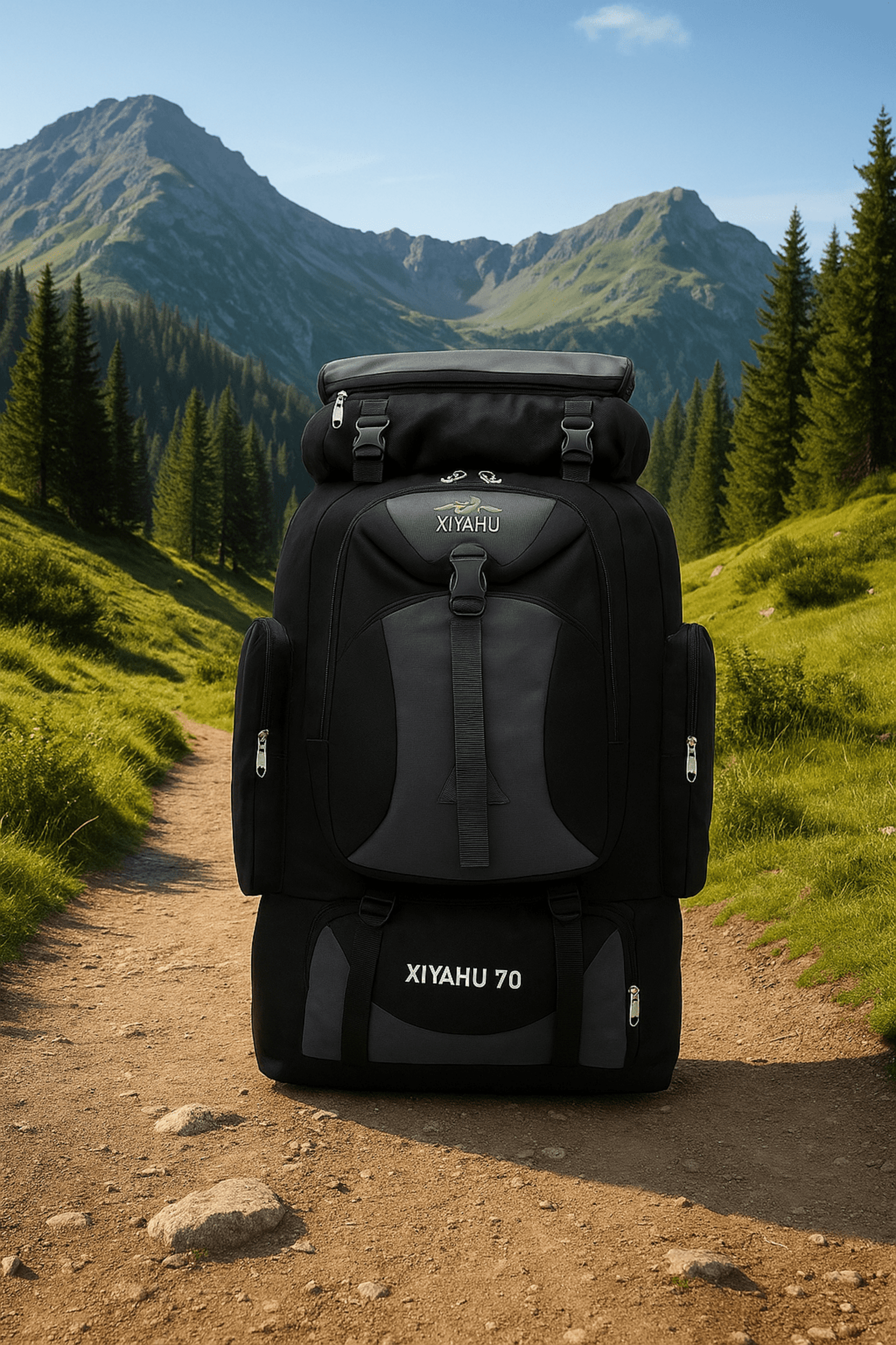 Mochila Negra de Alta Capacidad 70 L – Senderismo, Camping y Excursiones - 1