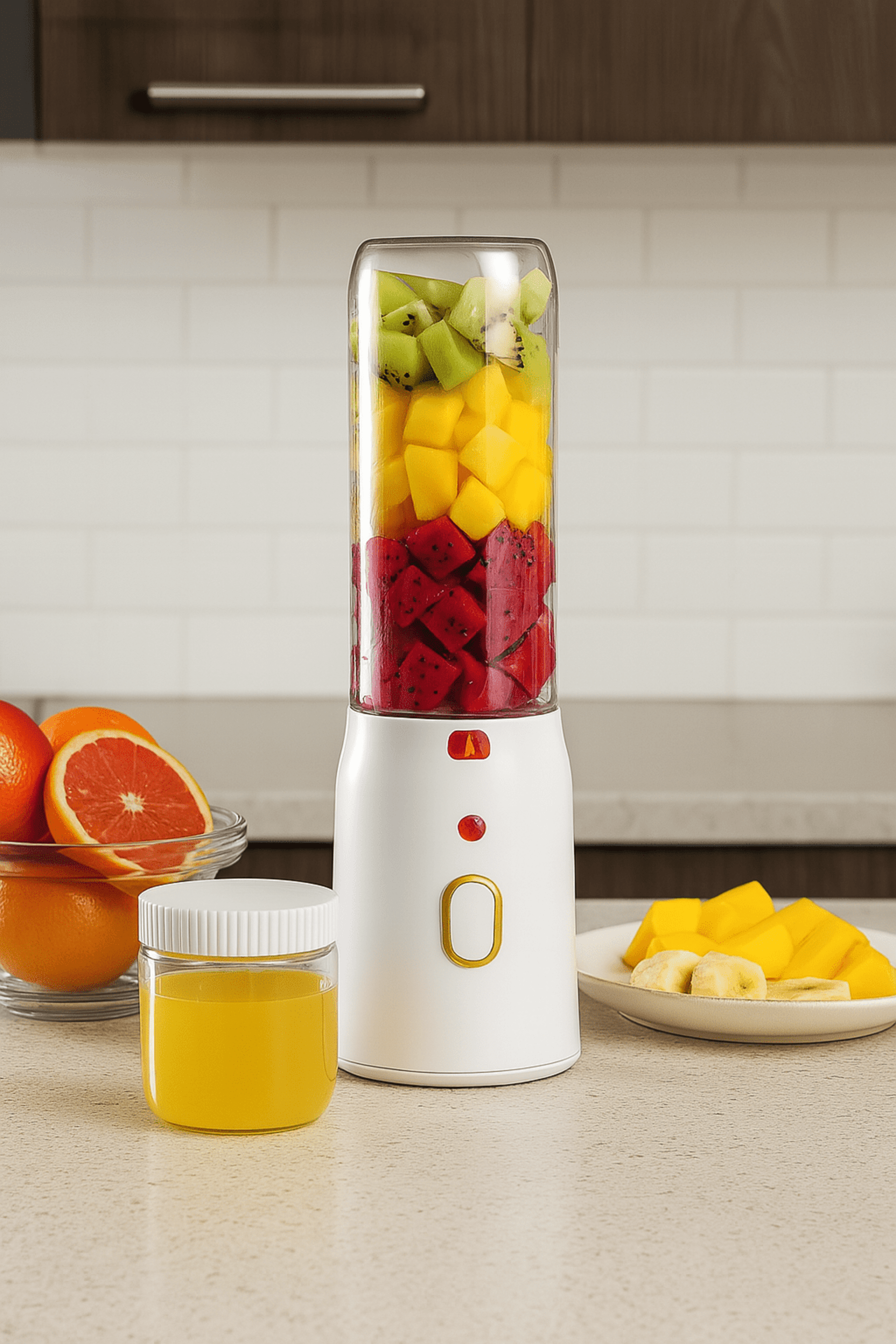 Batidora portátil doble vaso 450 ml – Recargable, 2 en 1 para jugos y papillas - 1