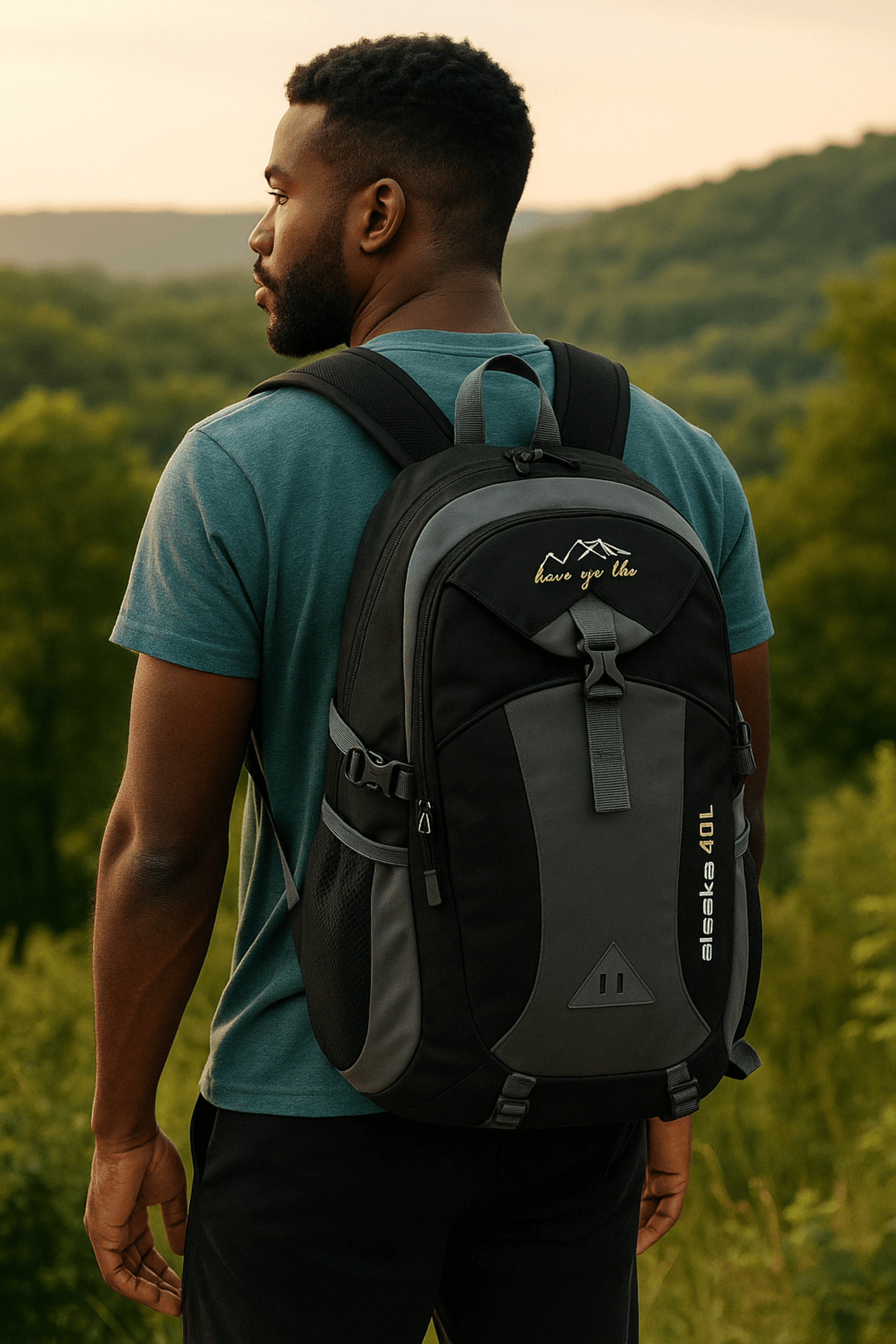 Mochila Negra Multifuncional 40 L – Senderismo, Deportes y Uso Diario - 3