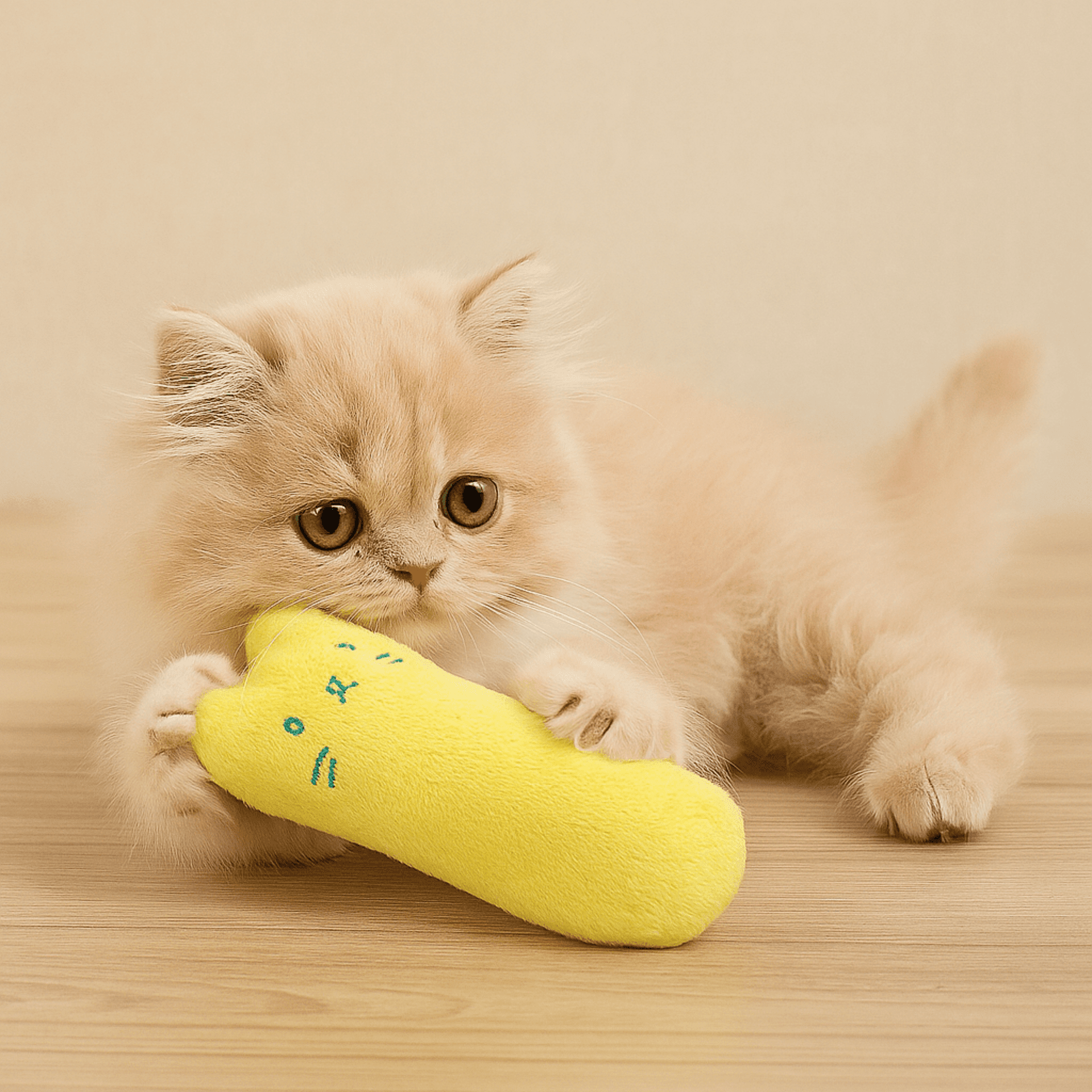 Juguete interactivo chirriante para gatos - Amarillo y Marrón - 3