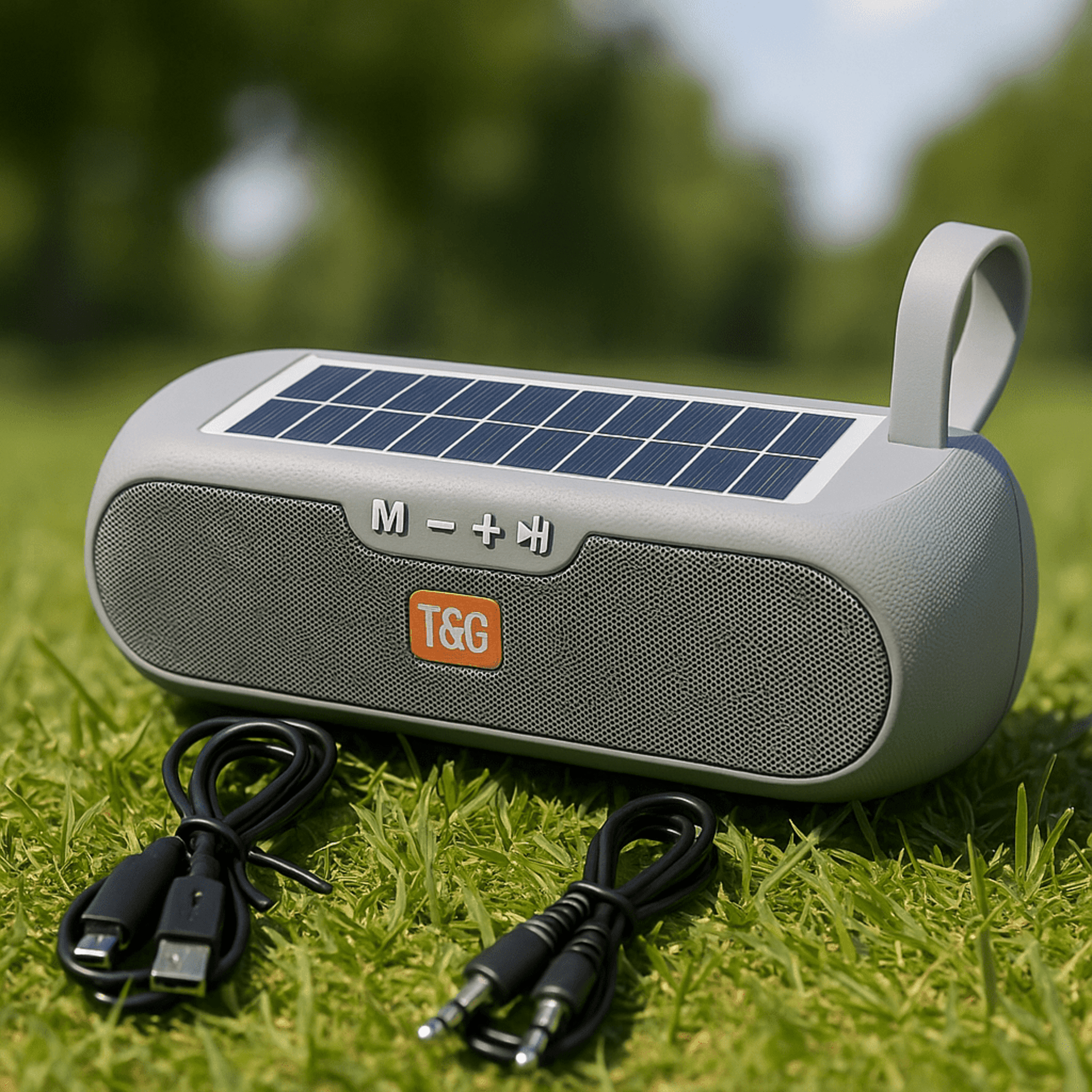 Altavoz Bluetooth solar portátil T&G – con USB y AUX - 1