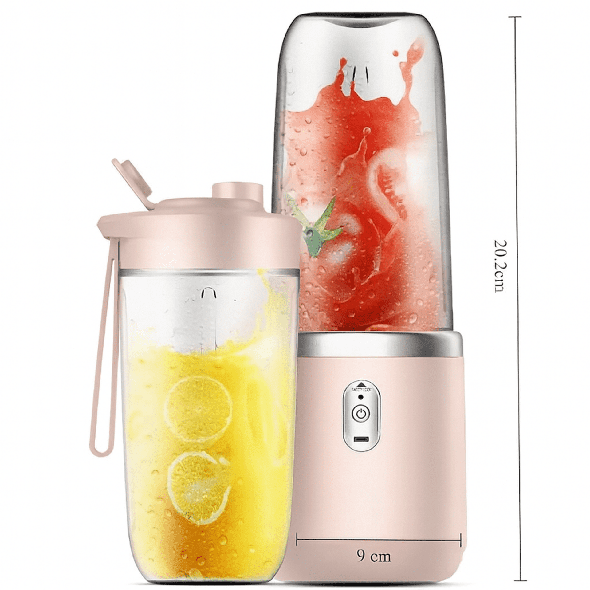 Batidora portátil doble USB recargable | Rosa pastel - 4
