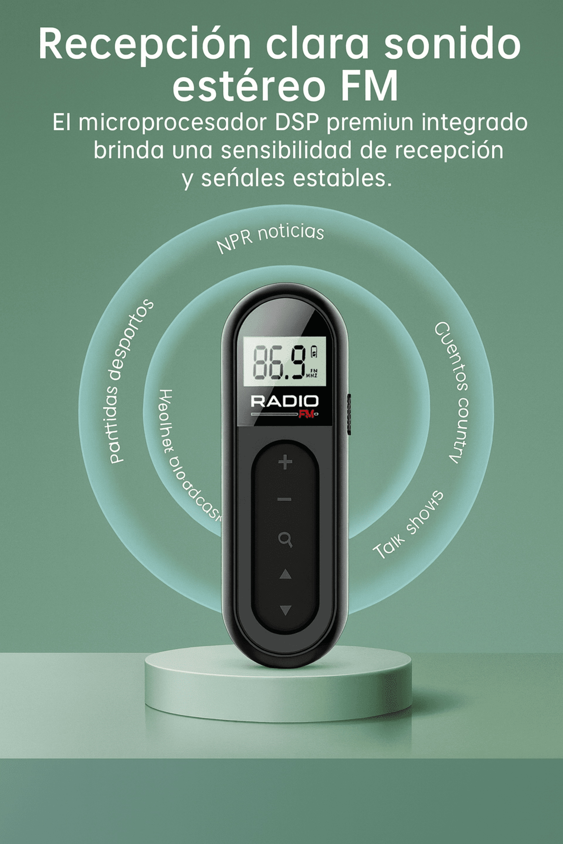 Mini Radio FM Portátil Recargable con Clip y Auriculares - 2