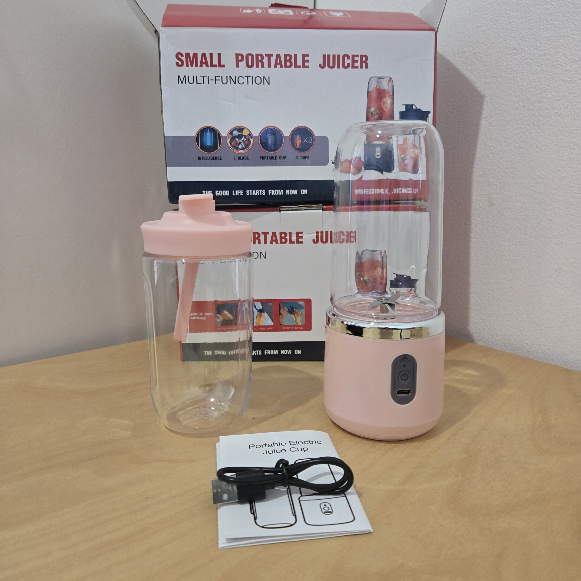 Batidora portátil doble USB recargable | Rosa pastel - 1