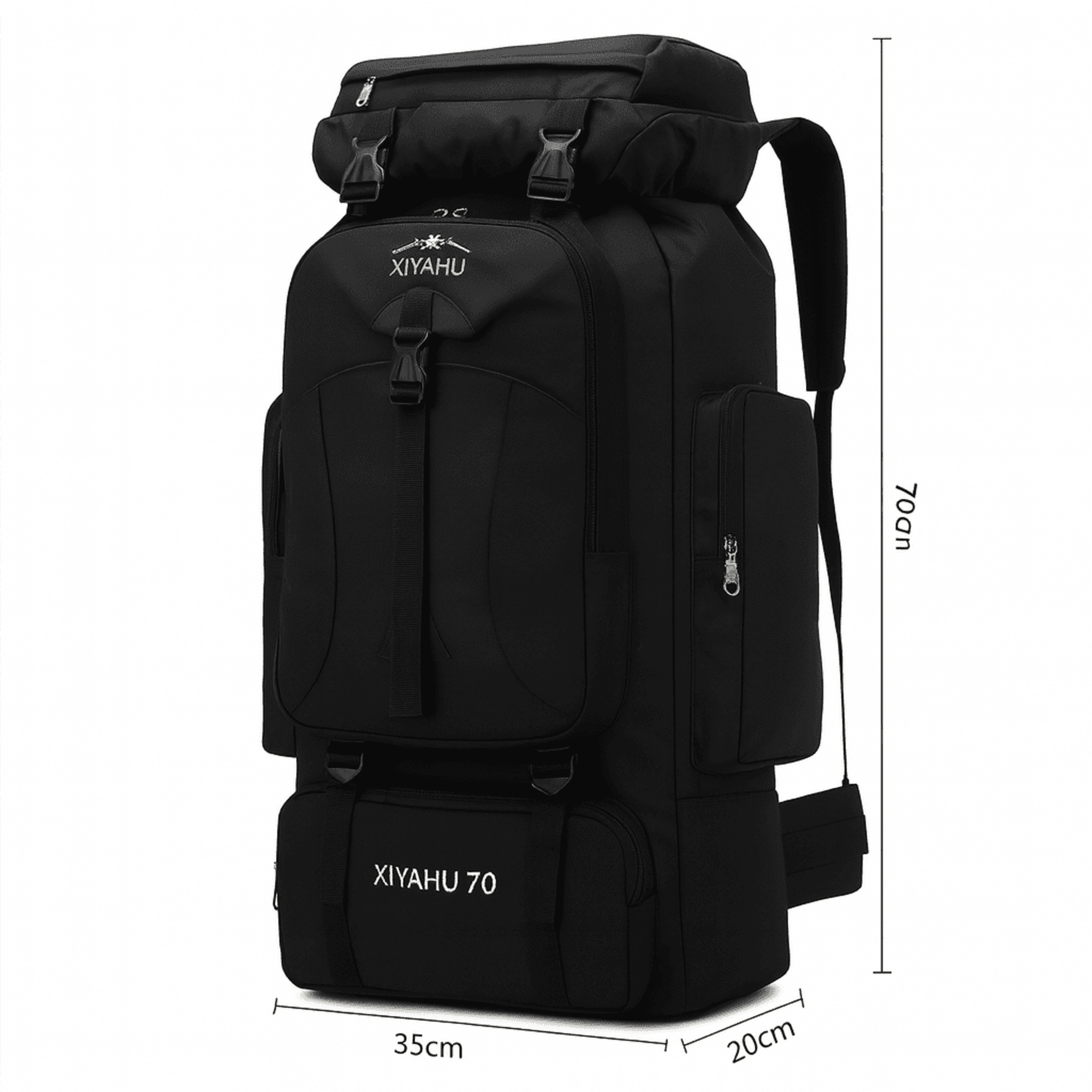 Mochila Negra de Alta Capacidad 70 L – Senderismo, Camping y Excursiones - 4