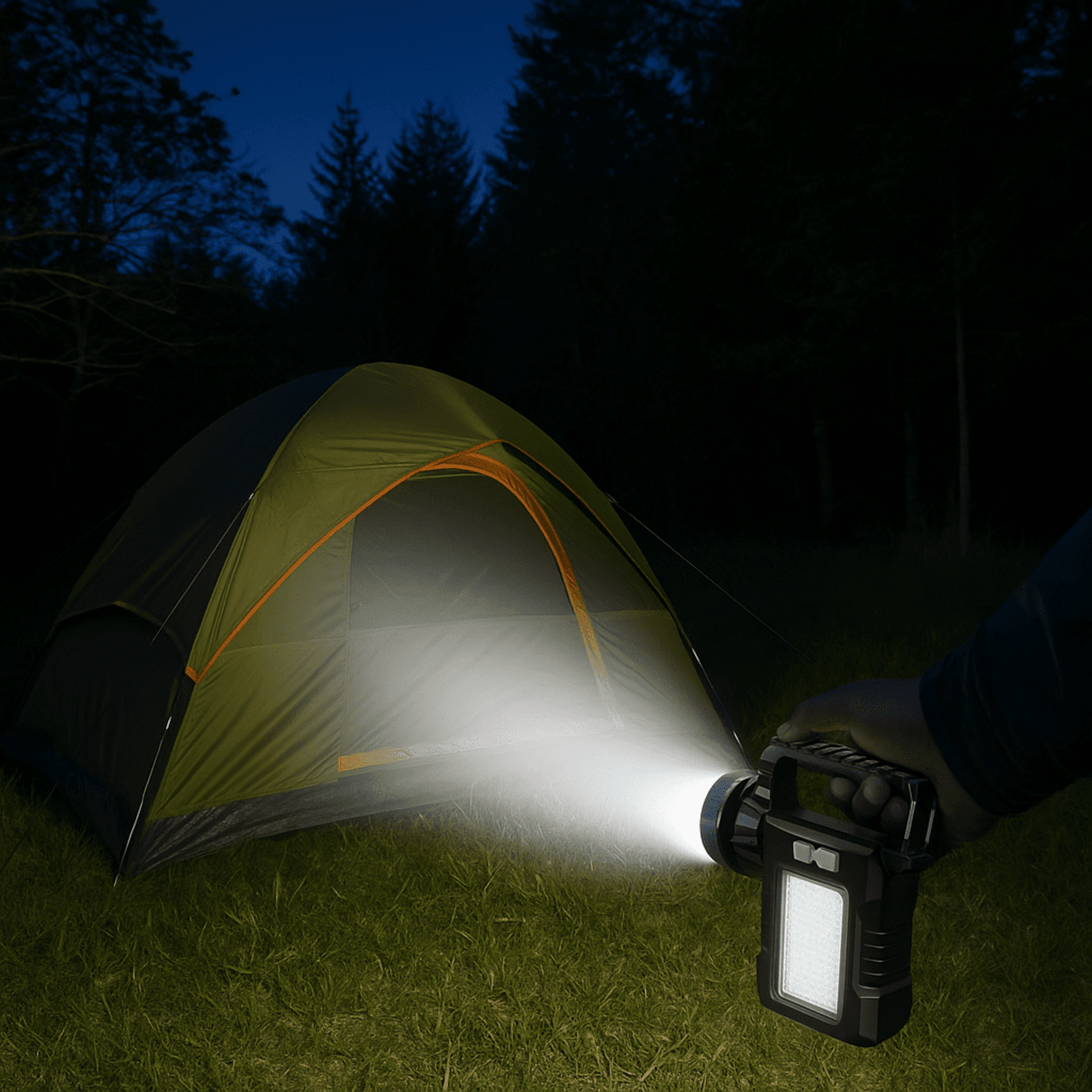 Linterna LED Recargable Solar con Doble Luz y Emergencia Roja/Azul - 3