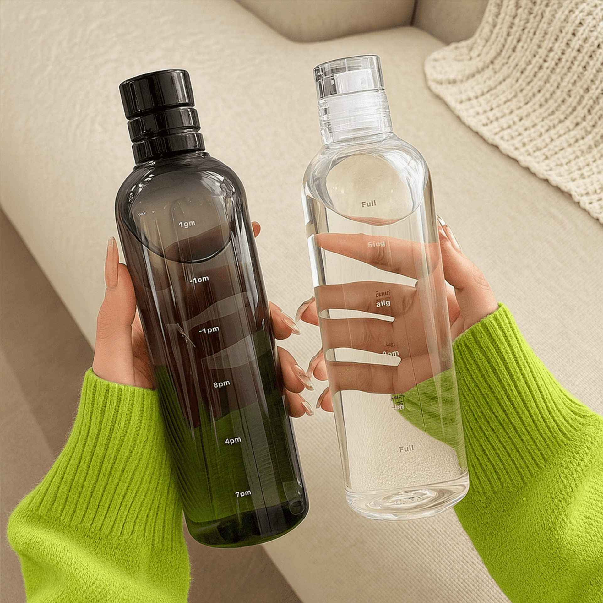 Pack 2 botellas de agua 500 ml – libre de BPA con marcador horario - 1
